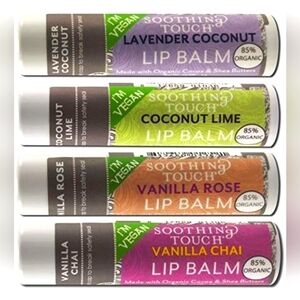Soothing Touch Vegan Lip Balm, Vanilla Coconut Assortment Stocking Stuffer Gift